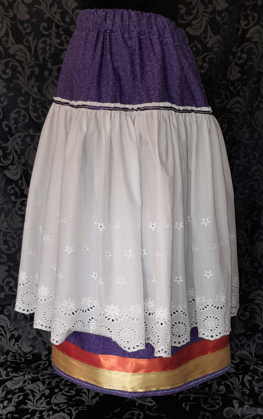 Native American Ribbon Skirt Purple with Apron overlay